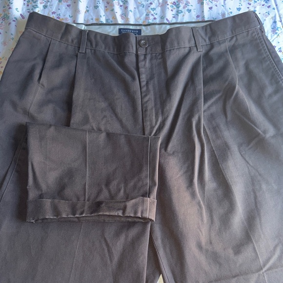 Lands' End | Men's Chocolate Dress Pants - Traditional Fit | Rolled Ankles - Picture 4 of 5